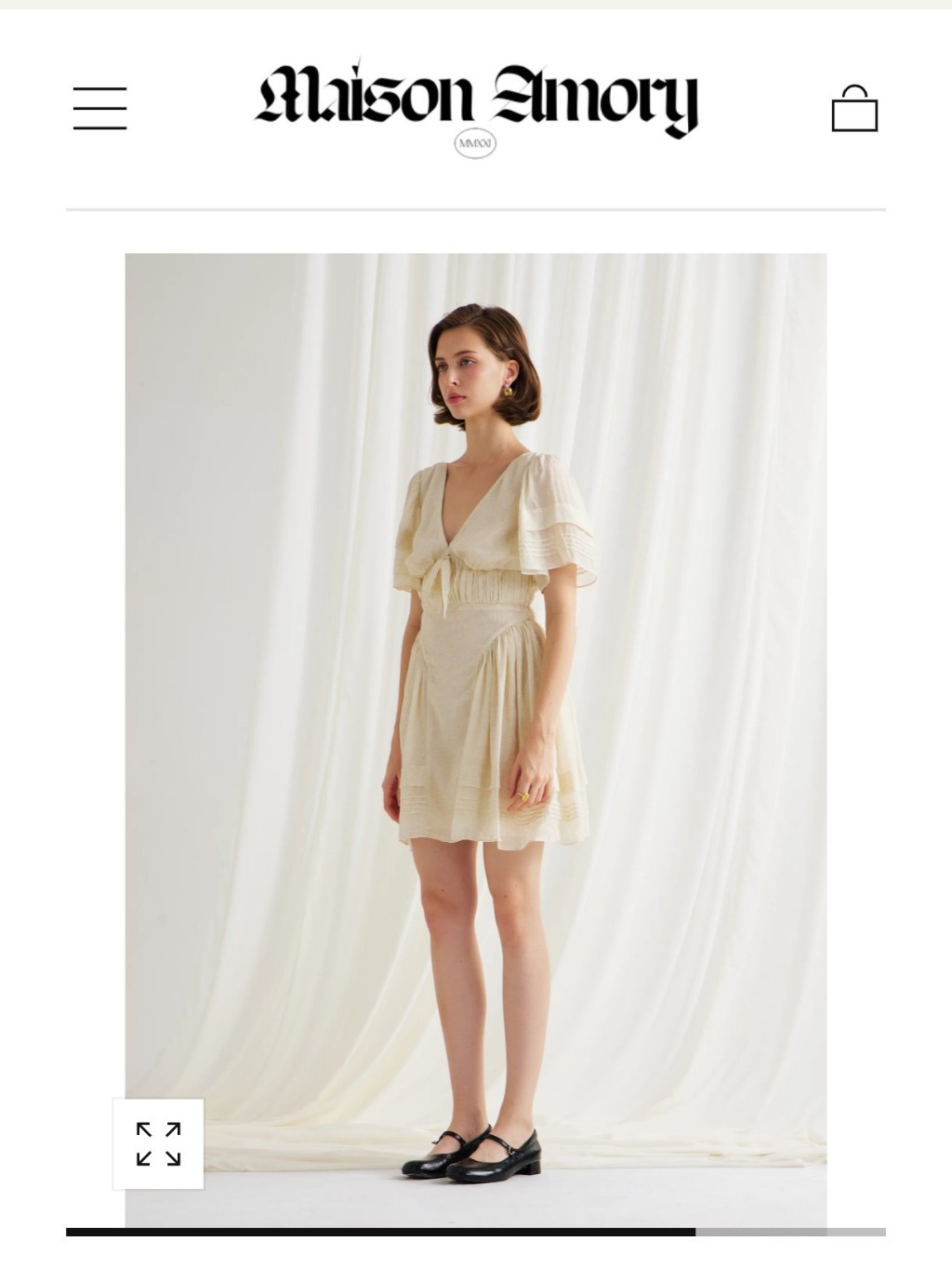 Maison Amory Clementine Cream V-Neck Mini Dress — image 2 of 3
